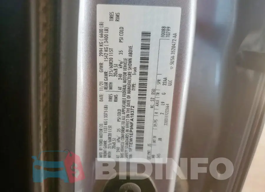 1FTEW1EP9NFA18372 Photo# 12