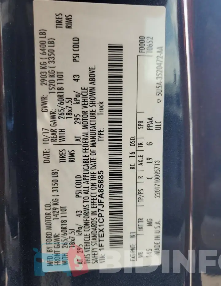 1FTEX1CP7JFA85885 Photo# 12