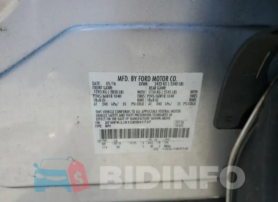 2FMPK3J81GBB91737 Photo# 12