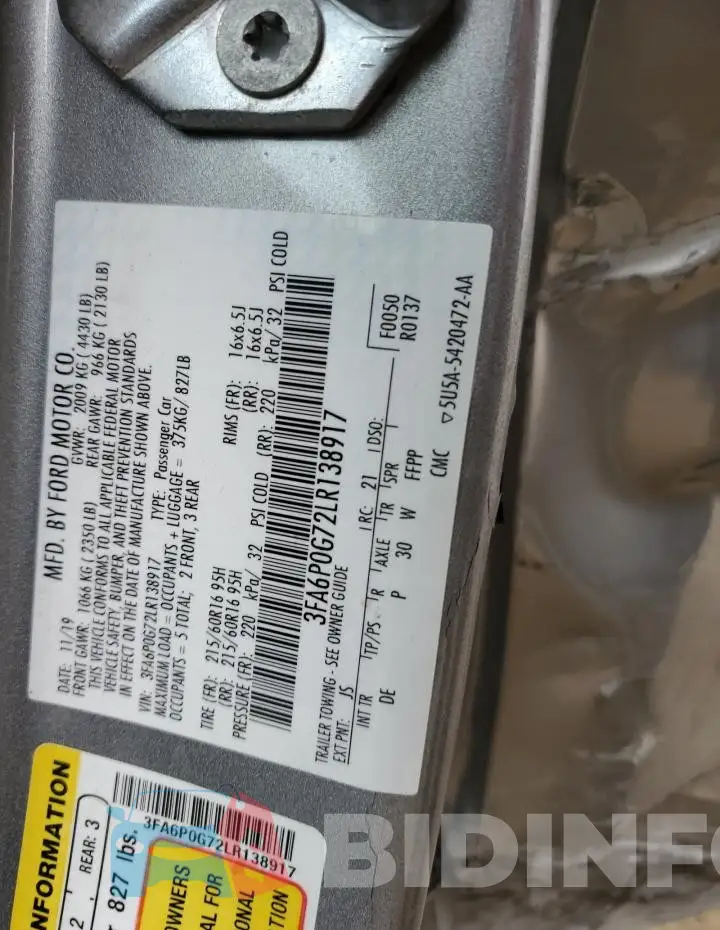 3FA6P0G72LR138917 Photo# 12