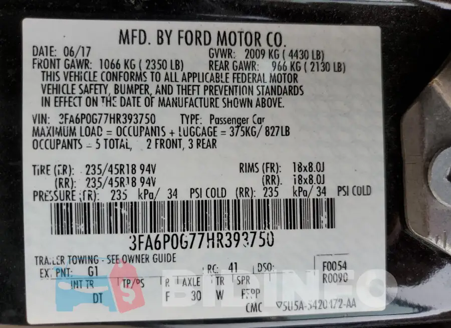 3FA6P0G77HR393750 Photo# 12