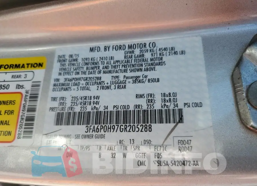 3FA6P0H97GR205288 Photo# 12
