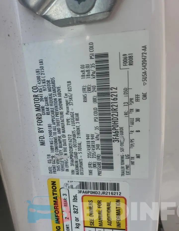3FA6P0HD2JR216212 Photo# 13