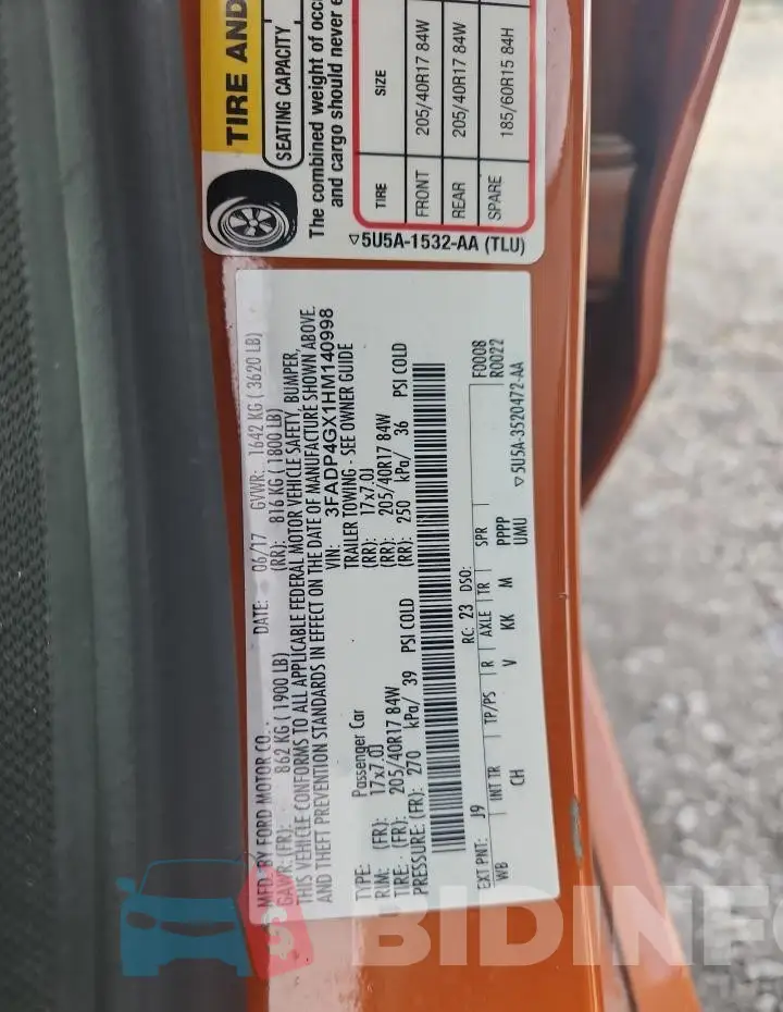 3FADP4GX1HM140998 Photo# 12