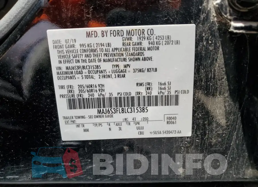 MAJ6S3FL8LC315385 Photo# 12