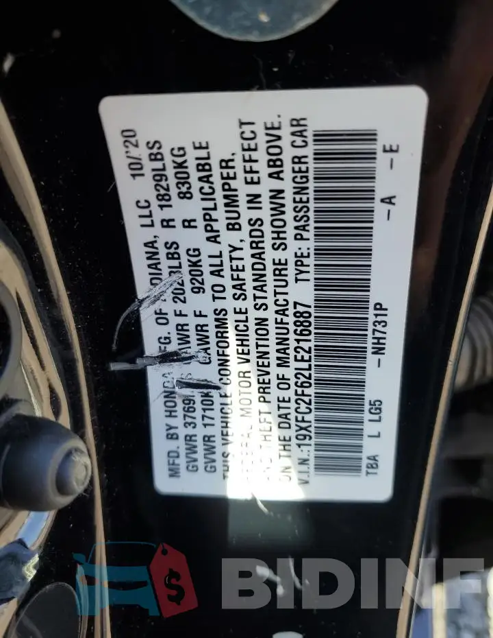 19XFC2F62LE216887 Photo# 12