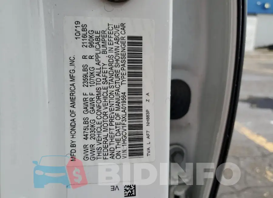 1HGCV1F3XLA019564 Photo# 12