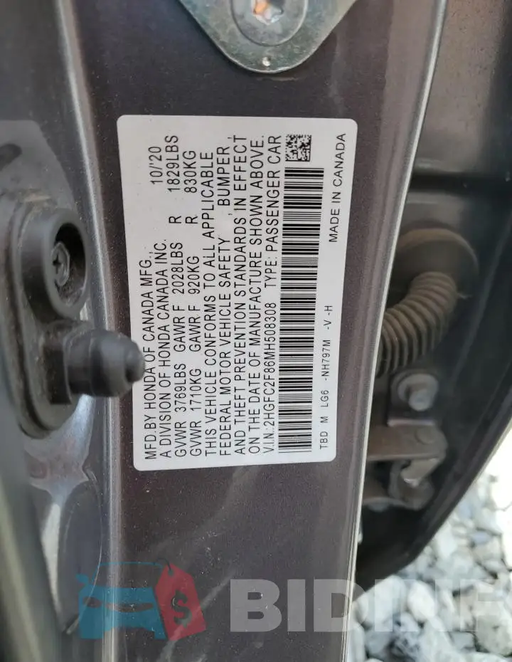 2HGFC2F86MH508308 Photo# 12