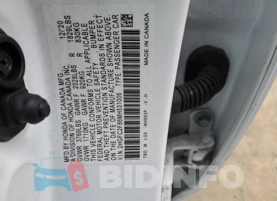 2HGFC2F86MH531006 Photo# 12
