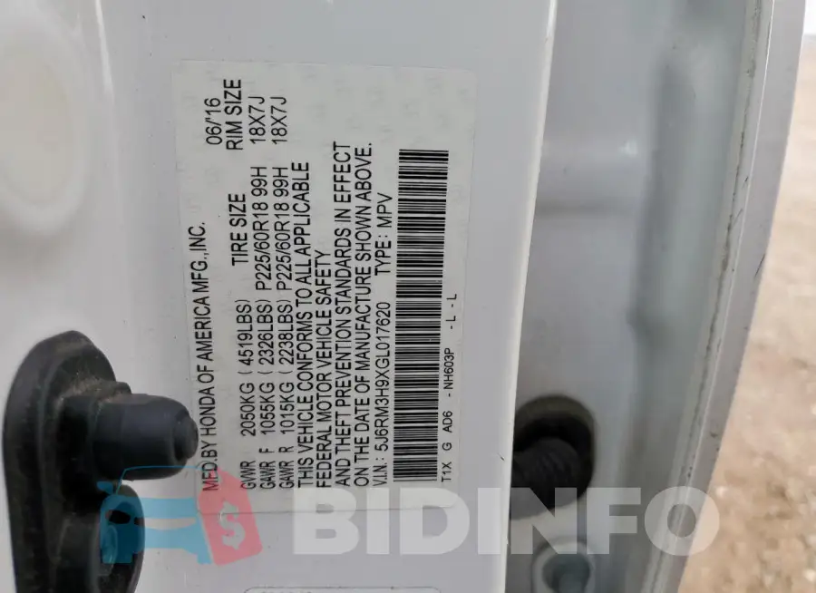 5J6RM3H9XGL017620 Photo# 13