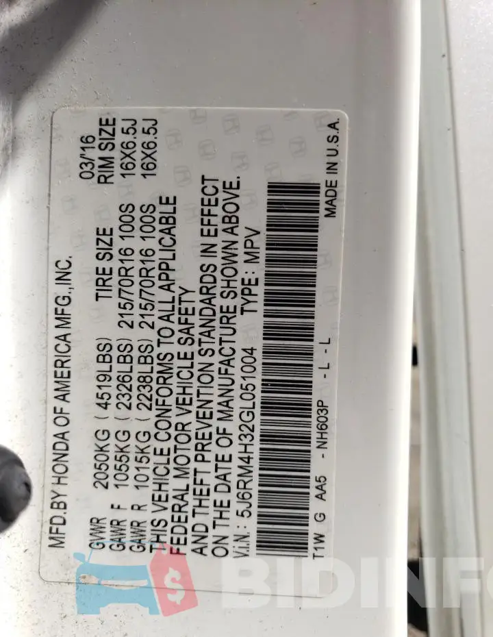 5J6RM4H32GL051004 Photo# 13