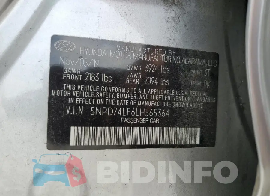 5NPD74LF6LH565364 Photo# 13