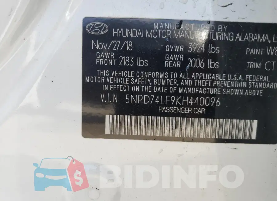5NPD74LF9KH440096 Photo# 12