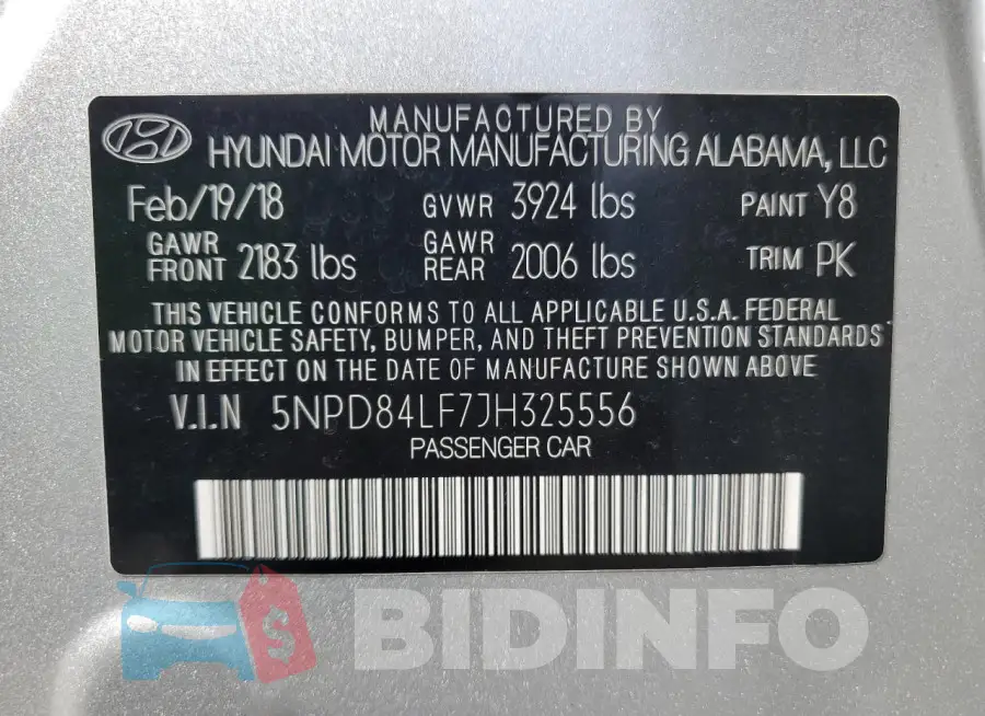 5NPD84LF7JH325556 Photo# 13