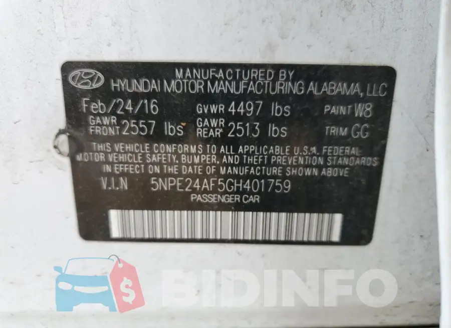 5NPE24AF5GH401759 Photo# 13