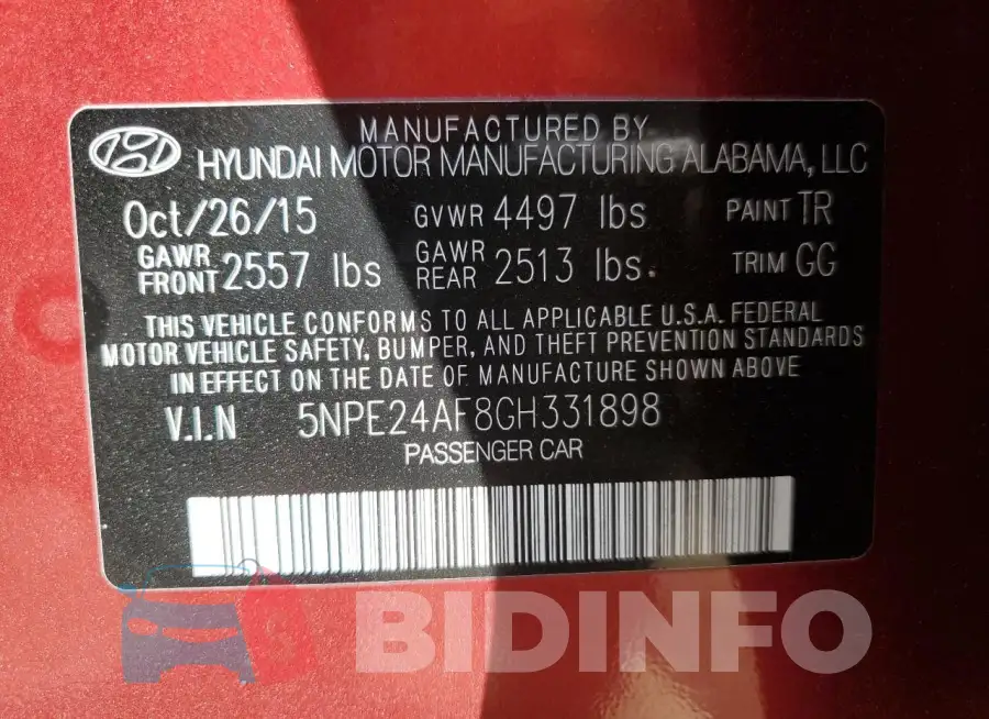 5NPE24AF8GH331898 Photo# 12
