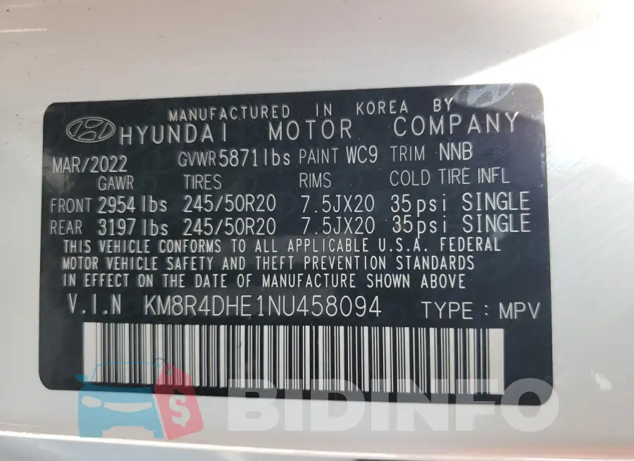 KM8R4DHE1NU458094 Photo# 13
