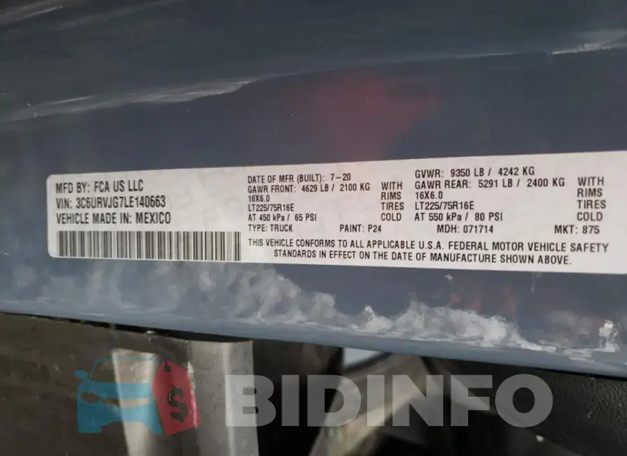 3C6URVJG7LE140663 Photo# 13