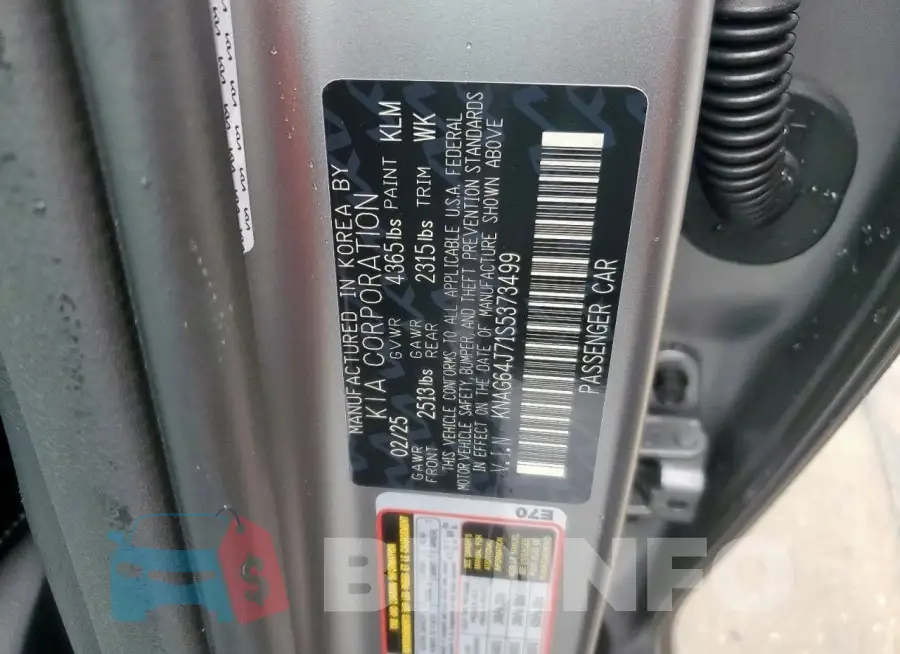 KNAG64J71S5373499 Photo# 13