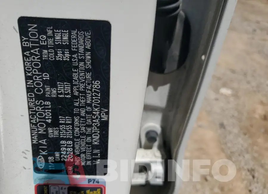 KNDJP3A54K7012786 Photo# 12