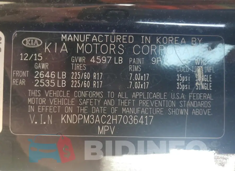 KNDPM3AC2H7036417 Photo# 12