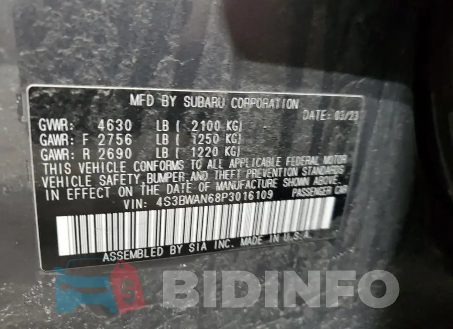 4S3BWAN68P3016109 Photo# 12