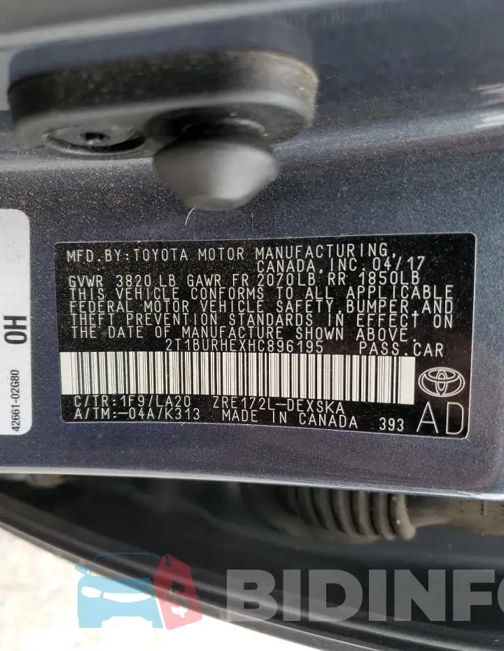 2T1BURHEXHC896195 Photo# 12