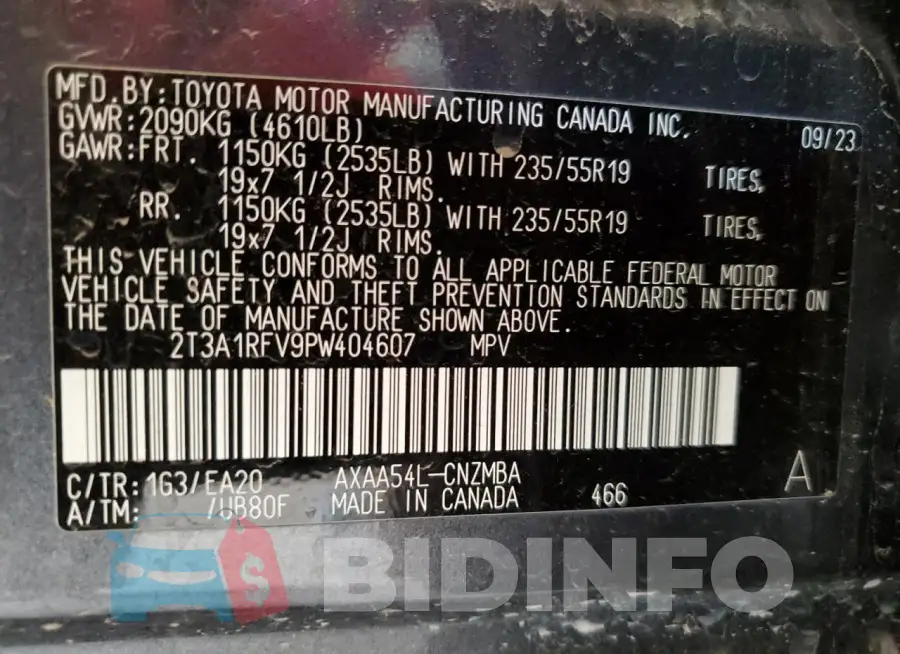 2T3A1RFV9PW404607 Photo# 12