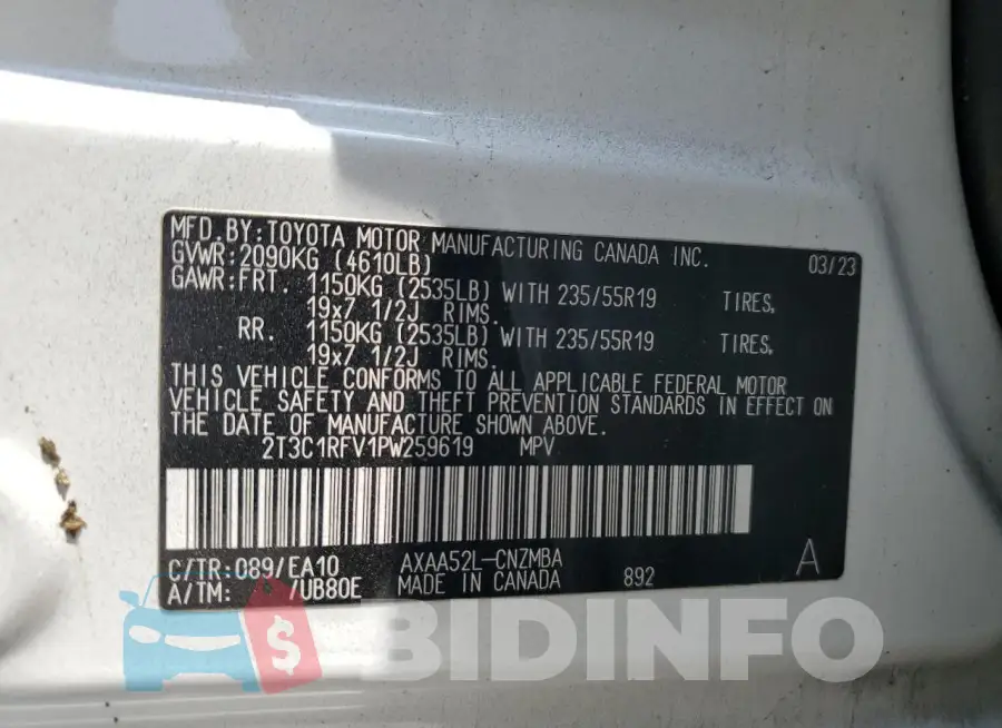 2T3C1RFV1PW259619 Photo# 13
