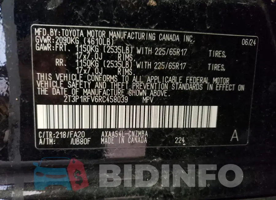 2T3P1RFV6RC458039 Photo# 13