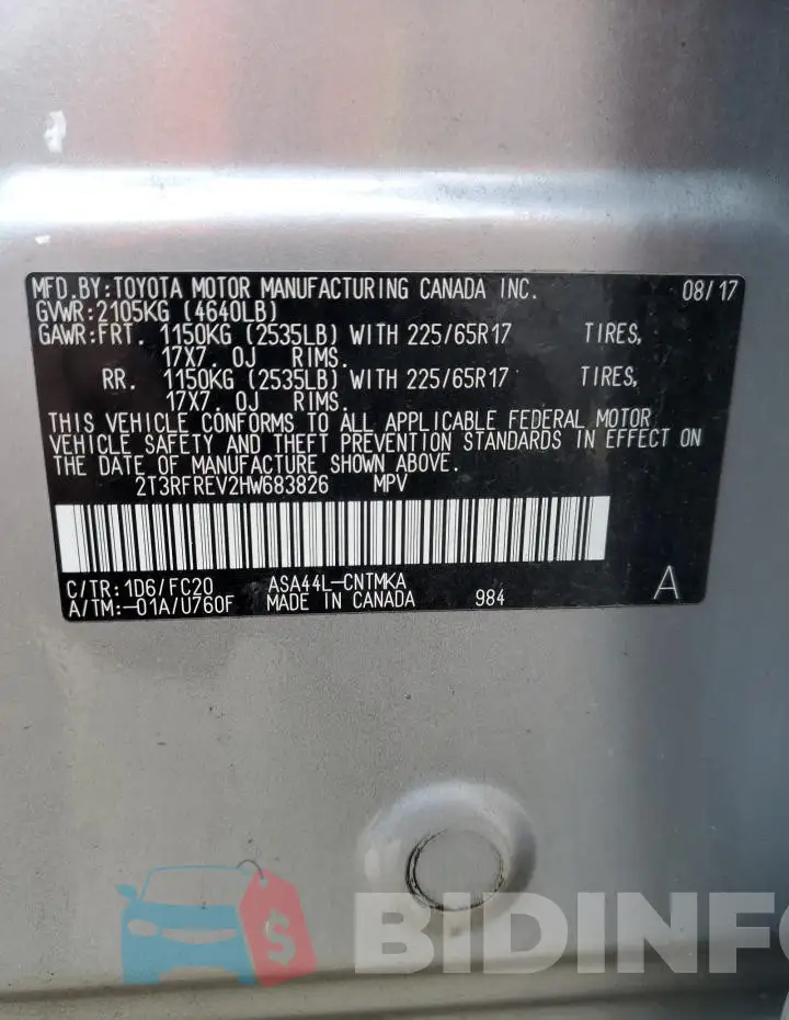 2T3RFREV2HW683826 Photo# 14