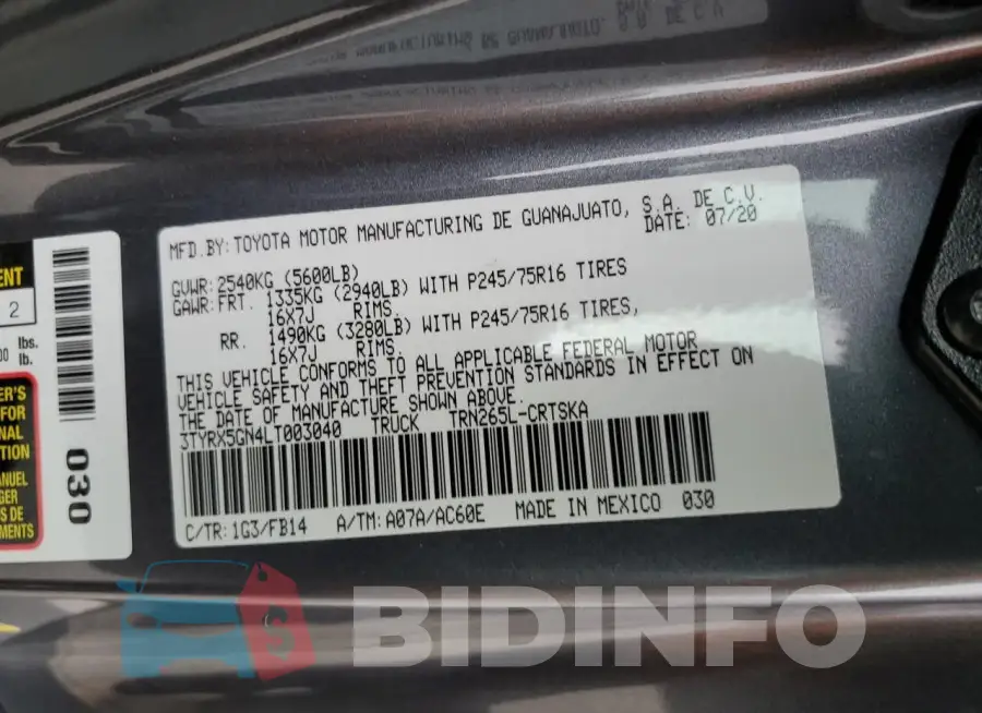 3TYRX5GN4LT003040 Photo# 12