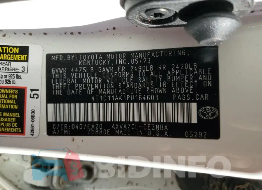 4T1C11AK1PU164601 Photo# 13