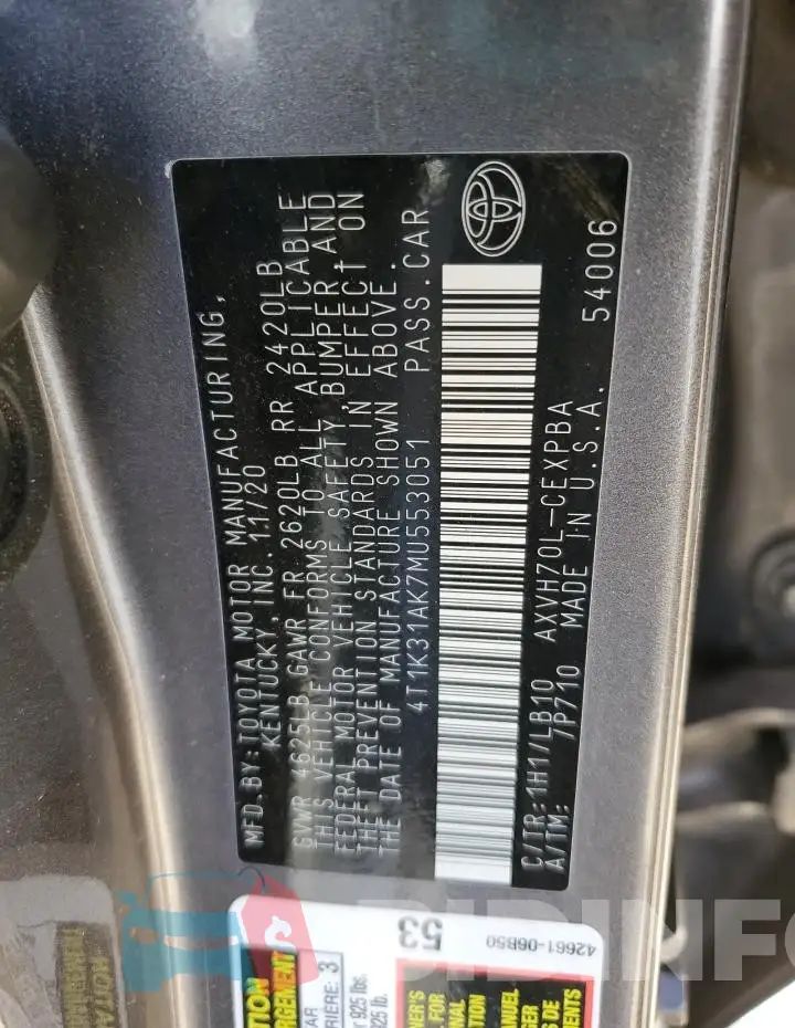 4T1K31AK7MU553051 Photo# 12