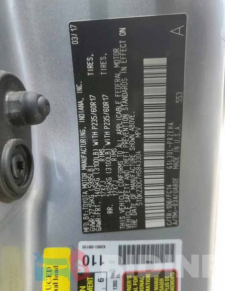5TDKZ3DC7HS843304 Photo# 13
