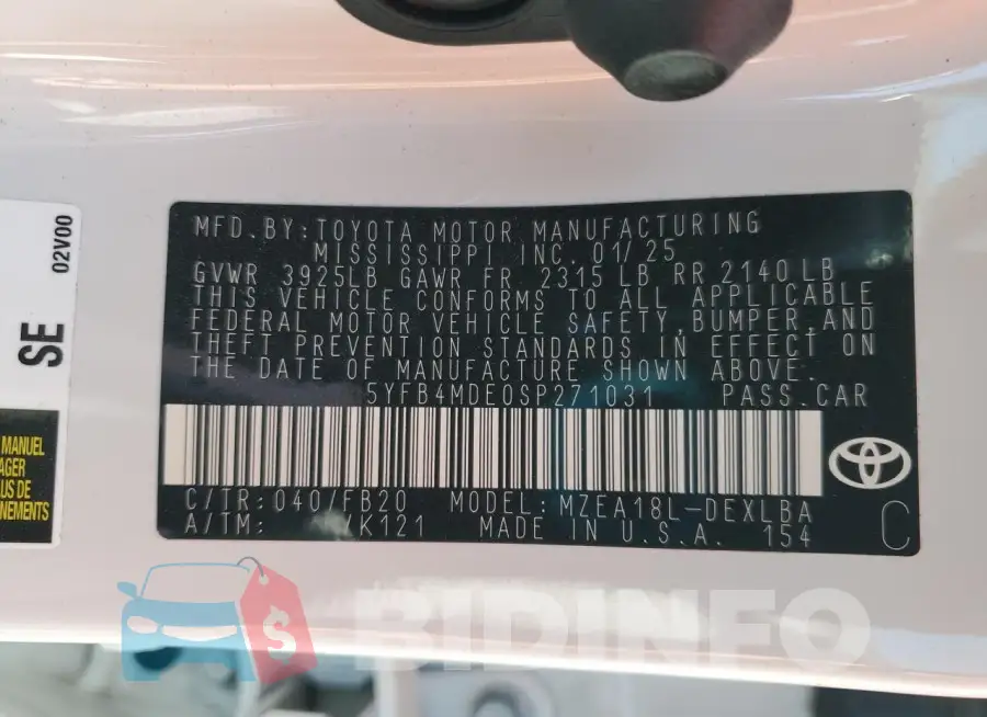 5YFB4MDE0SP271031 Photo# 13