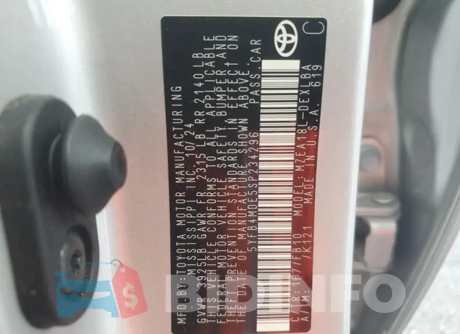 5YFB4MDE5SP234296 Photo# 12