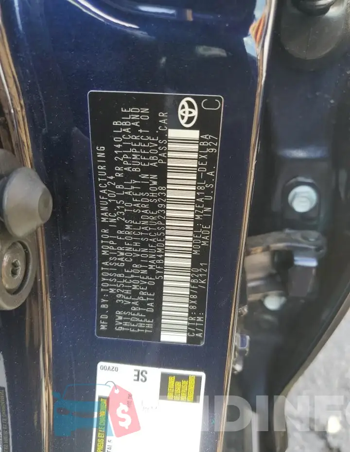 5YFB4MDE5SP239238 Photo# 12