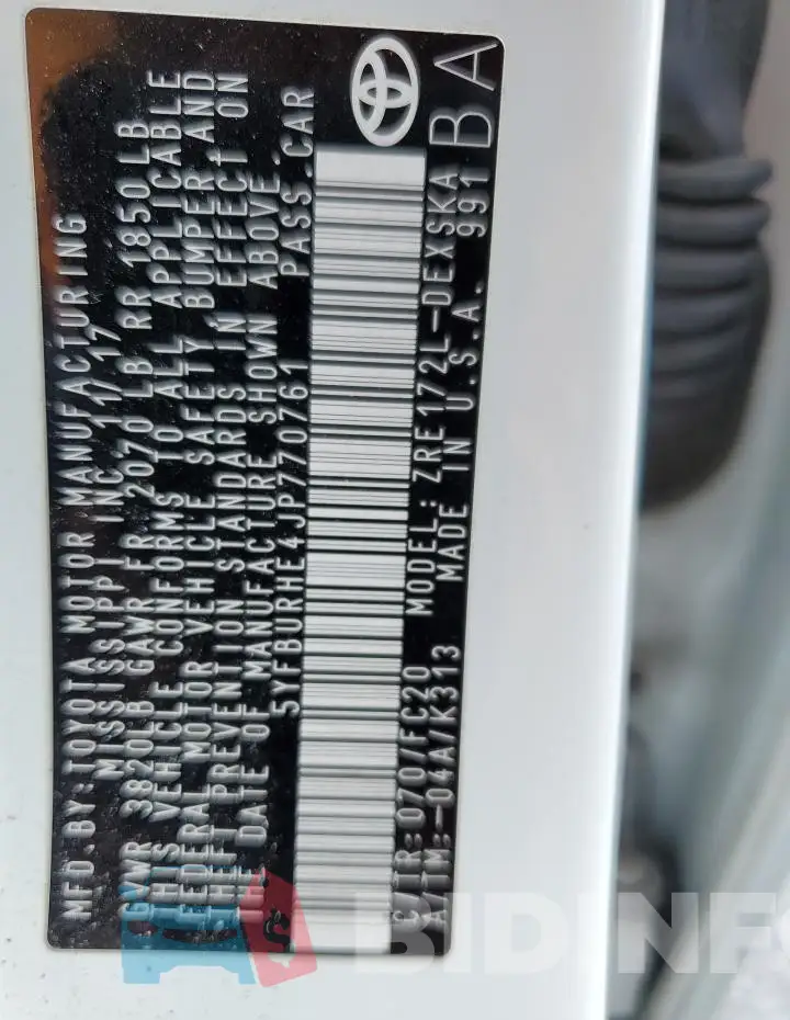 5YFBURHE4JP770761 Photo# 12