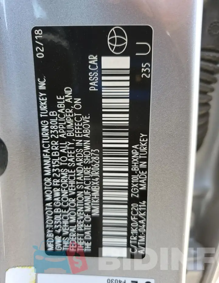 NMTKHMBX4JR062873 Photo# 12