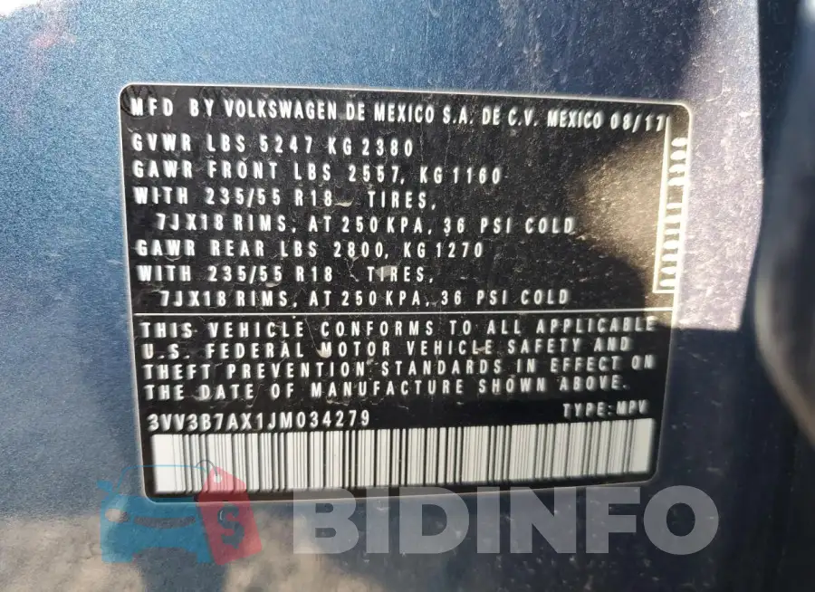 3VV3B7AX1JM034279 Photo# 13