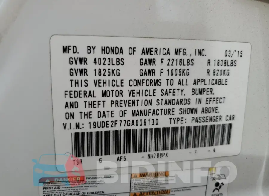 19UDE2F77GA006130 Photo# 12