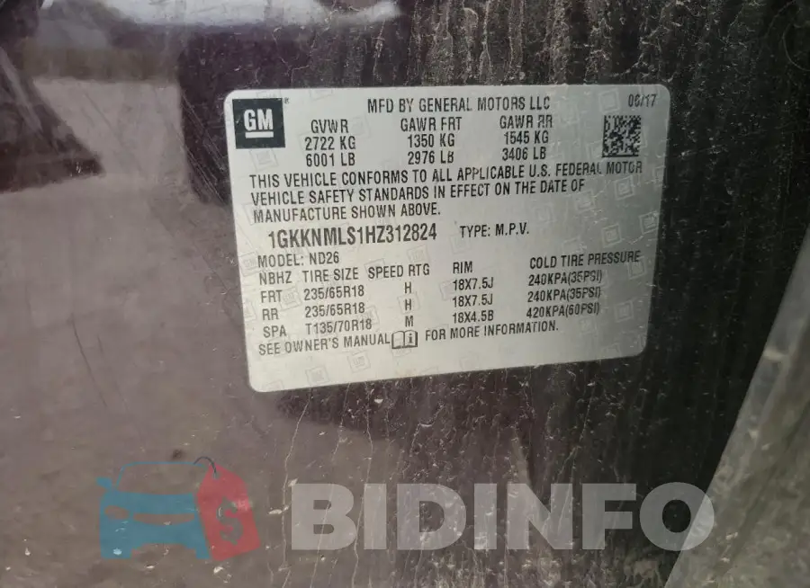 1GKKNMLS1HZ312824 Photo# 13