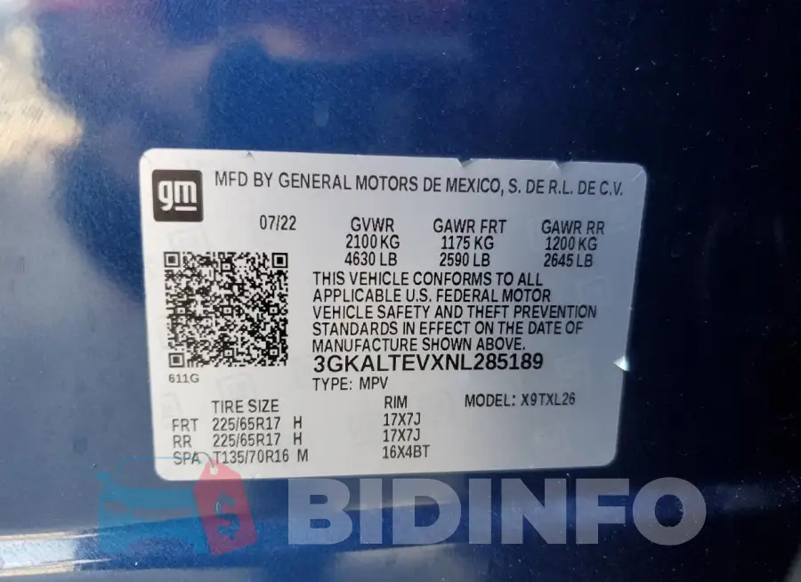 3GKALTEVXNL285189 Photo# 13