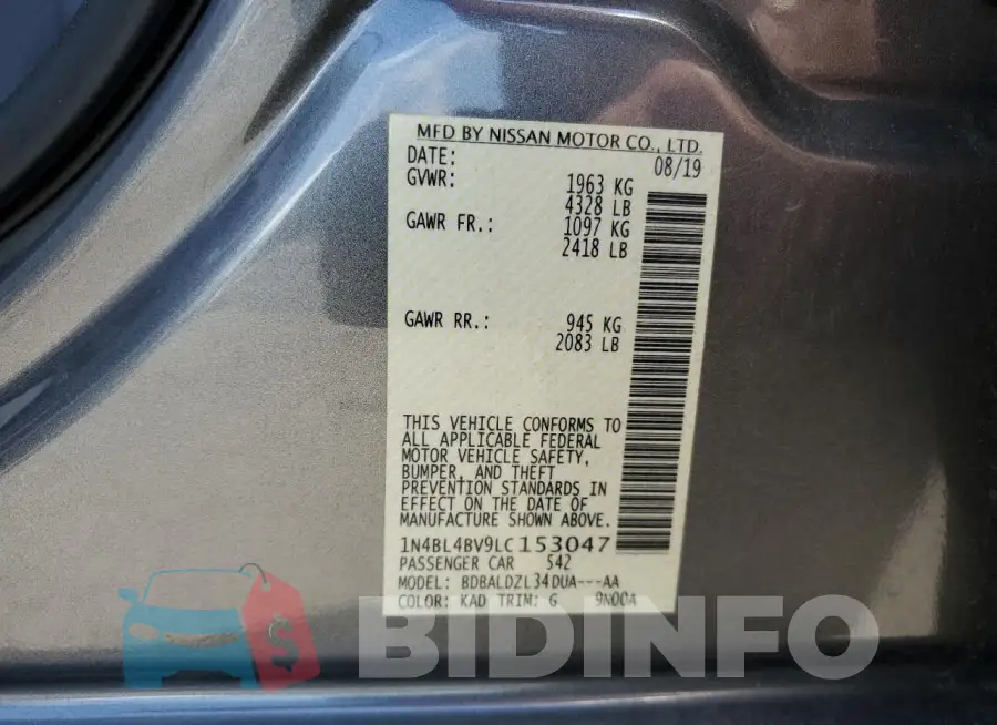 1N4BL4BV9LC153047 Photo# 12