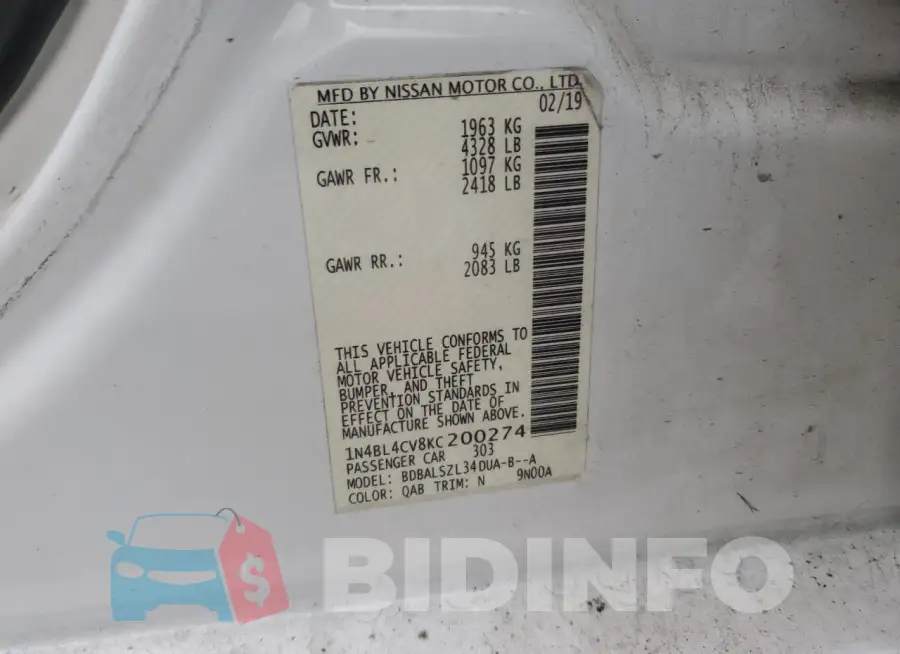 1N4BL4CV8KC200274 Photo# 12