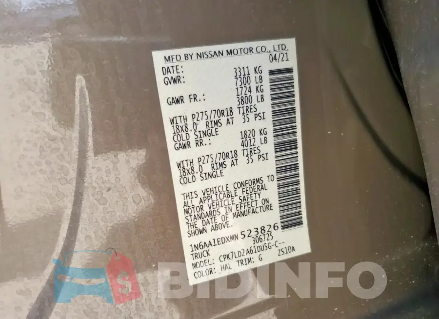 1N6AA1EDXMN523826 Photo# 12