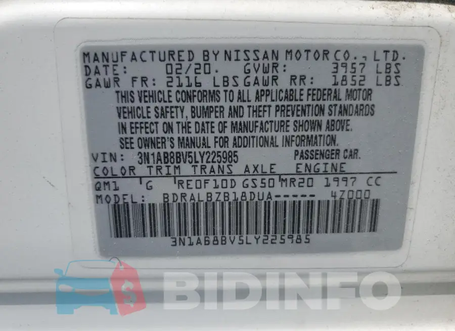3N1AB8BV5LY225985 Photo# 13