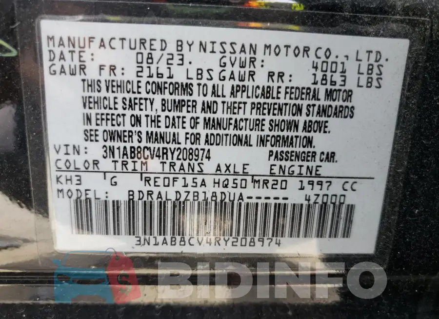 3N1AB8CV4RY208974 Photo# 12