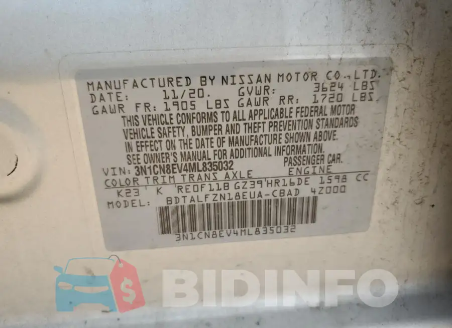 3N1CN8EV4ML835032 Photo# 12